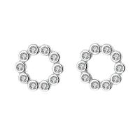 Cubic Zirconia Micro Pave Sterling Silver Earring, 925 Sterling Silver, Round, platinum plated, micro pave cubic zirconia & for woman & hollow, 7x7mm, Sold By PC