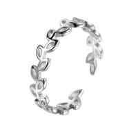 Solidny srebrny pierścień, 925 Srebro, Liść, Platerowane platyną, regulowany & dla kobiety & pusty, rozmiar:6-7, sprzedane przez PC