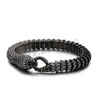 Stainless Steel Jewelry Bracelet Snake plated & micro pave cubic zirconia & for man 14mm Sold Per Approx 8.3 Inch Strand
