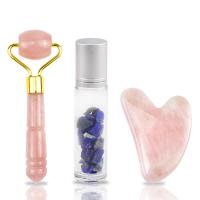 Bijoux de massage, quartz rose, avec alliage de zinc, Placage de couleur d'or, trois pièces & poli, rose, 39x96mm,65x72mm,19x86mm, Vendu par fixé