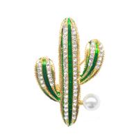 Zinc Alloy Brooches with Plastic Pearl plated fashion jewelry & for woman & with rhinestone green nickel lead & cadmium free Sold By Lot