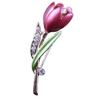 Zinc Alloy Brooches with enamel plated fashion jewelry & for woman & with rhinestone nickel lead & cadmium free Sold By Lot