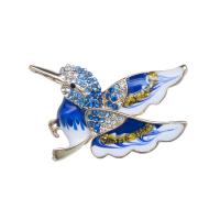Tibetan Style Brooches, plated, fashion jewelry & for woman & with rhinestone, blue, nickel, lead & cadmium free, 45x33mm, 3PCs/Lot, Sold By Lot