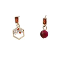 Asymmetric Earrings Zinc Alloy with 925 Sterling Silver plated fashion jewelry & for woman red nickel lead & cadmium free Sold By Lot