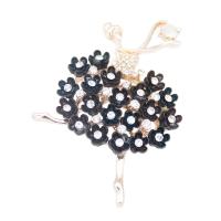 Zinc Alloy Brooches plated fashion jewelry & for woman & with rhinestone black nickel lead & cadmium free Sold By Lot