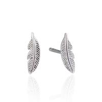 925 Sterling Silver Stud Earrings, Feather, silver color plated, with plastic earnut & fashion jewelry & for woman, 3.20x10mm, Sold By Pair