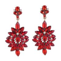Zinc Alloy Drop Earrings Crystal with Zinc Alloy plated fashion jewelry & for woman Sold By Pair