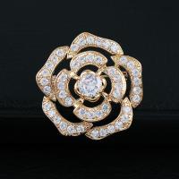 Cubic Zirconia Brooch, Brass, Flower, plated, micro pave cubic zirconia & for woman & hollow, more colors for choice, 30x30mm, Sold By PC