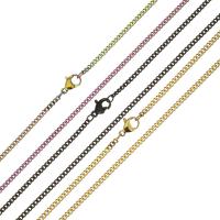 Stainless Steel Chain halskæde, forgyldt, mode smykker & forskellig størrelse for valg, flere farver til valg, 2mm, 50Strands/Lot, Solgt af Lot