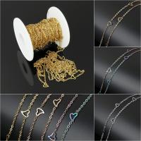 Rustfrit stål smykker kæde, Stainless Steel, forgyldt, mode smykker, flere farver til valg, 8x7x0.5mmuff0c2.5x2x0.5mm, 10m/Spool, Solgt af Spool