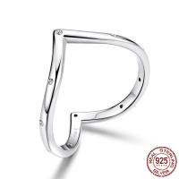 925 Sterling Silver Finger Ring, Heart, platinum plated, different size for choice & micro pave cubic zirconia & for woman, 2mm, US Ring Size:6-8, Sold By PC