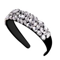 Hair Bands, Cloth, for woman & with rhinestone, black, 30x130mm, Sold By PC