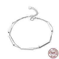 Argent sterling 925 bracelet, Plaqué de platine, chaîne de boîte & pour femme, Vendu par Environ 7.8 pouce brin