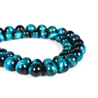 Tigerauge Perlen, rund, poliert, verschiedene Größen vorhanden, blau, verkauft per ca. 15.7 ZollInch Strang