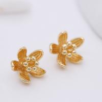Brass Jewelry Pendants, Flower, gold color plated, DIY, metallic color plated, 8x10mm,1.5mm, 10PCs/Lot, Sold By Lot
