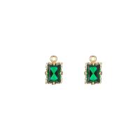Cubic Zirconia Micro Pave Brass Pendant, plated, DIY & micro pave cubic zirconia, green, 6.70x10mm, 10PCs/Lot, Sold By Lot