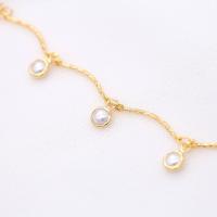 Brass Beading Chains, with Plastic Pearl, gold color plated, DIY, metallic color plated, 5m/Lot, Sold By Lot