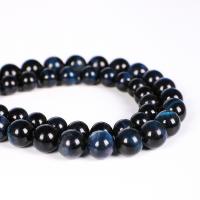 Tigerauge Perlen, rund, verschiedene Größen vorhanden, schwarzblau, verkauft per ca. 15 ZollInch Strang