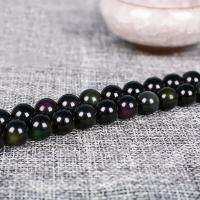 Obsidian Perle, rund, poliert, verschiedene Größen vorhanden, farbenfroh, verkauft per ca. 15 ZollInch Strang