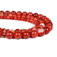 Streifen Achat Perle, rund, poliert, verschiedene Größen vorhanden, rot, verkauft per ca. 16 ZollInch Strang