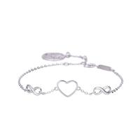 925 Sterling Silver Bangle Bracelet Heart platinum plated oval chain & for woman & hollow Sold Per Approx 8.66 Inch Strand