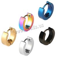 Stainless Steel Huggie Hoop Earring, plated, fashion jewelry & Unisex, more colors for choice, 4x9mm, Sold By PC