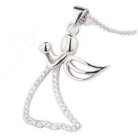 925 Sterling Silver Pendant Angel platinum plated Korean style & with rhinestone & hollow Sold By PC