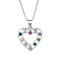 925 Sterling Silver Pendant Heart platinum plated with rhinestone & hollow Sold By PC