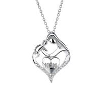 925 Sterling Silver Pendant, Heart, platinum plated, with rhinestone & hollow, 16x22mm, Sold By PC
