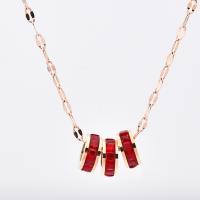 Titanium stål halskæde, rosa guld farve forgyldt, bølgekæde & for kvinde & med rhinestone, Solgt Per Ca. 15 inch Strand