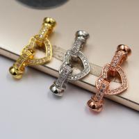 Brass Sieraden Sluitingen, Messing, met Bergkristal, uniseks, meer kleuren voor de keuze, 30x7mm, 2pC's/Lot, Verkocht door Lot