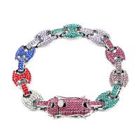 Tibetan Style Bracelet, with Cubic Zirconia, Unisex, more colors for choice, 200mm, 2PCs/Lot, Sold By Lot