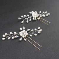 Hair Stick, Metal, plated, vintage & fashion jewelry & for woman & with rhinestone, white, nickel, lead & cadmium free, 85x110mm, 2PCs/Bag, Sold By Bag