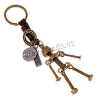 Key Chain, Zinc Alloy, med kunstigt læder & Jern, Robot, forgyldt, mode smykker & Unisex, nikkel, bly & cadmium fri, 150x30mm, Solgt af PC