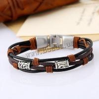 Leather Cord Bracelet Faux Leather with Zinc Alloy plated fashion jewelry & Unisex nickel lead & cadmium free 10mm Sold Per Approx 8.5 Inch Strand