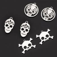 Stainless Steel Skull Pendants, plated, 5 pieces & fashion jewelry & Unisex & different styles for choice, more colors for choice, Sold By Set