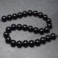 Natürliche schwarze Achat Perlen, Schwarzer Achat, rund, DIY & verschiedene Größen vorhanden, schwarz, verkauft per ca. 16 ZollInch Strang