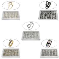 Edelstahl Ringe, mit Zettelkasten, plattiert, Mischringgröße & unisex & verschiedene Stile für Wahl, keine, Größe:7-12, 100PCs/Box, verkauft von Box