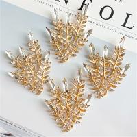 Hair Stick Findings Zinc Alloy Branch gold color plated with rhinestone nickel lead & cadmium free Sold By PC