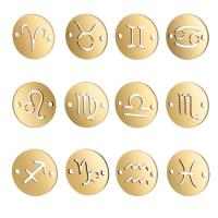 Stainless Steel Jewelry Cabochon, Flat Round, plated, Zodiac symbols jewelry & different styles for choice, more colors for choice, 12mm, 12PCs/Lot, Sold By Lot