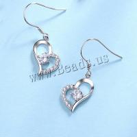 925 Sterling Silver Drop &  Dangle Earrings, fashion jewelry & for woman & with cubic zirconia, white, 32x13mm, Sold By Pair