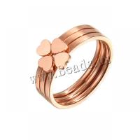 Stainless Steel Ring Set Four Leaf Clover rose gold color plated three pieces & for couple Sold By Set