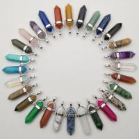 Gemstone Pendants Jewelry, platinum color plated, different materials for choice, 8x32mm, Hole:Approx 1mm, Sold By PC