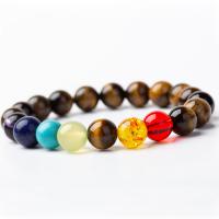 Natural Tiger Eye Bracelets, with Natural Stone & Tibetan Style, Unisex & different size for choice, more colors for choice, 200mm, 2PCs/Lot, Sold By Lot