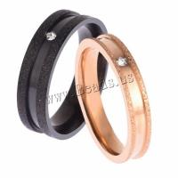 Rhinestone Stainless Steel Finger Ring plated & for couple & with rhinestone & frosted Sold By PC