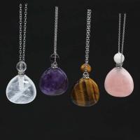 Gemstone Pendants Jewelry, silver color plated, DIY & different size for choice, more colors for choice, 42x30x12mm, Sold By PC