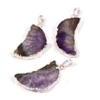 Amethyst Pendant, Moon, plated, Unisex, more colors for choice, 28x20mm-35x24mm, Sold By PC