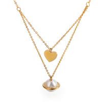 Edelstahl Schmuck Halskette, Herz, plattiert, Doppelschicht & Modeschmuck & für Frau, keine, 16x12mm,12x11mm,1.5mm, verkauft per ca. 15.7 ZollInch Strang