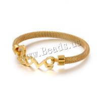 Stainless Steel Bangle Alphabet Letter plated mesh chain & for woman Inner Approx Sold By Strand