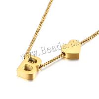 Stainless Steel Jewelry Necklace, Alphabet Letter, plated, box chain & different styles for choice & for woman, more colors for choice, 1.20mm, Sold Per Approx 19.6 Inch Strand